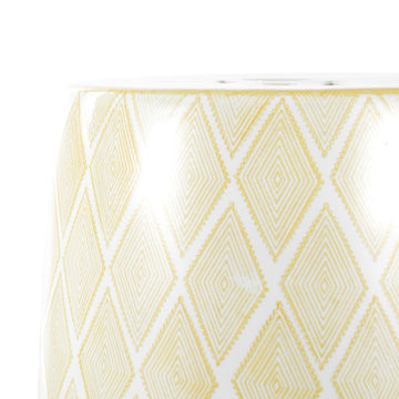 Moroccan Diamonds 18" Ceramic Drum Garden Stool - JONATHAN Y